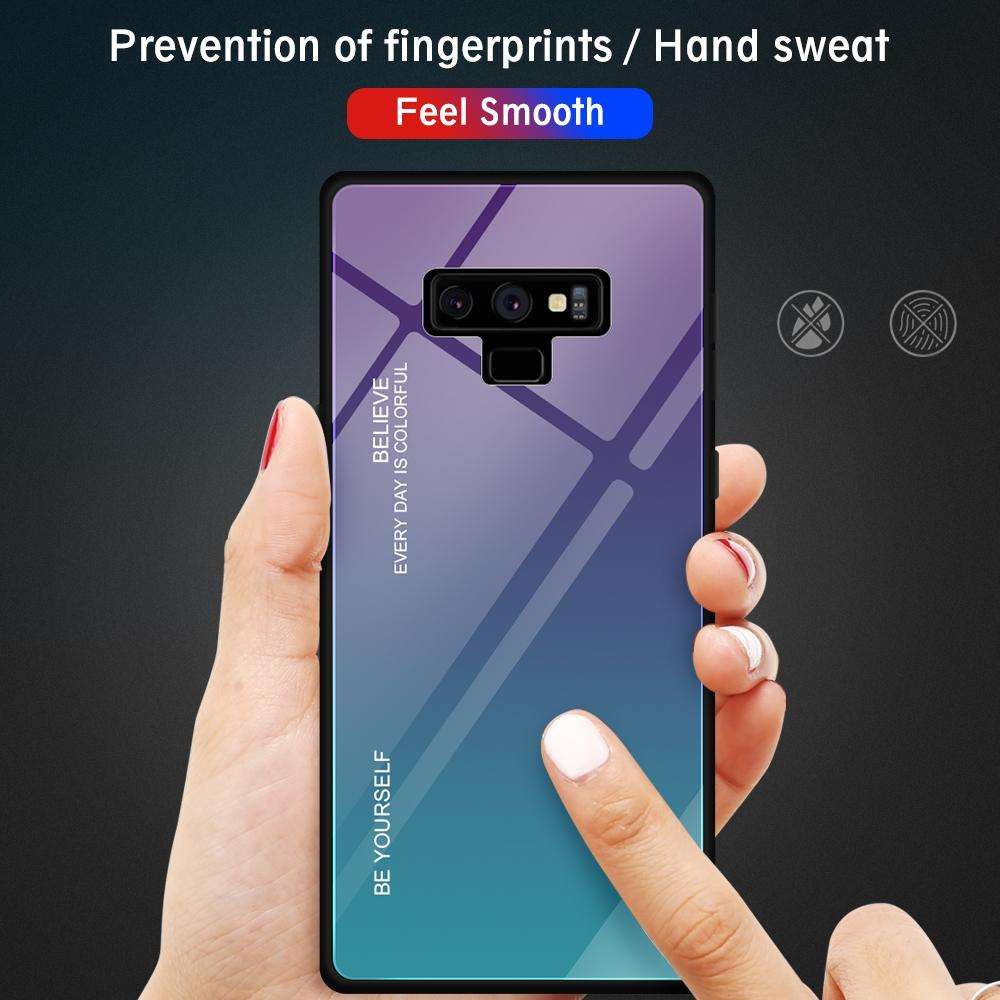 For Galaxy Note 9 Gradient Color Glass Case(Blue)