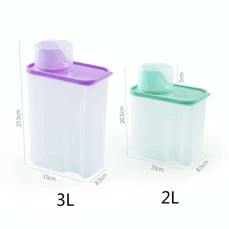 3L Household Plastic Transparent Washing Powder Storage Box Storage Container(Blue)