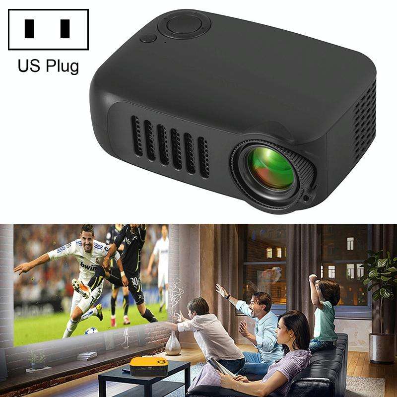 A2000 1080P Mini Portable Smart Projector Children Projector, US Plug(Black)