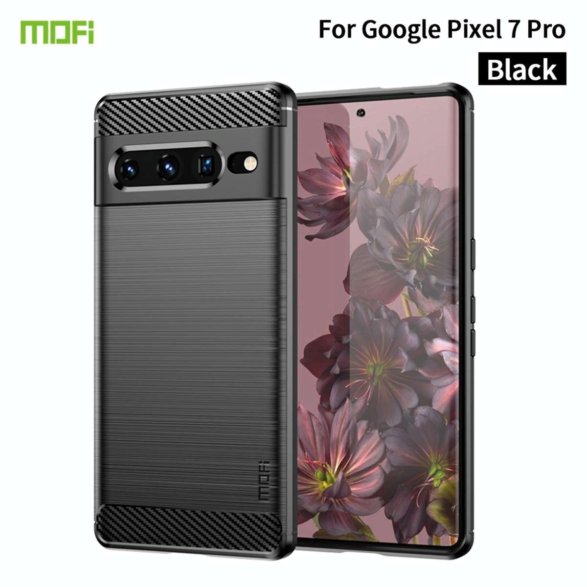 For Google pixel 7 Pro 5G MOFI Gentleness Series Brushed Texture Carbon Fiber TPU Phone Case(Black)
