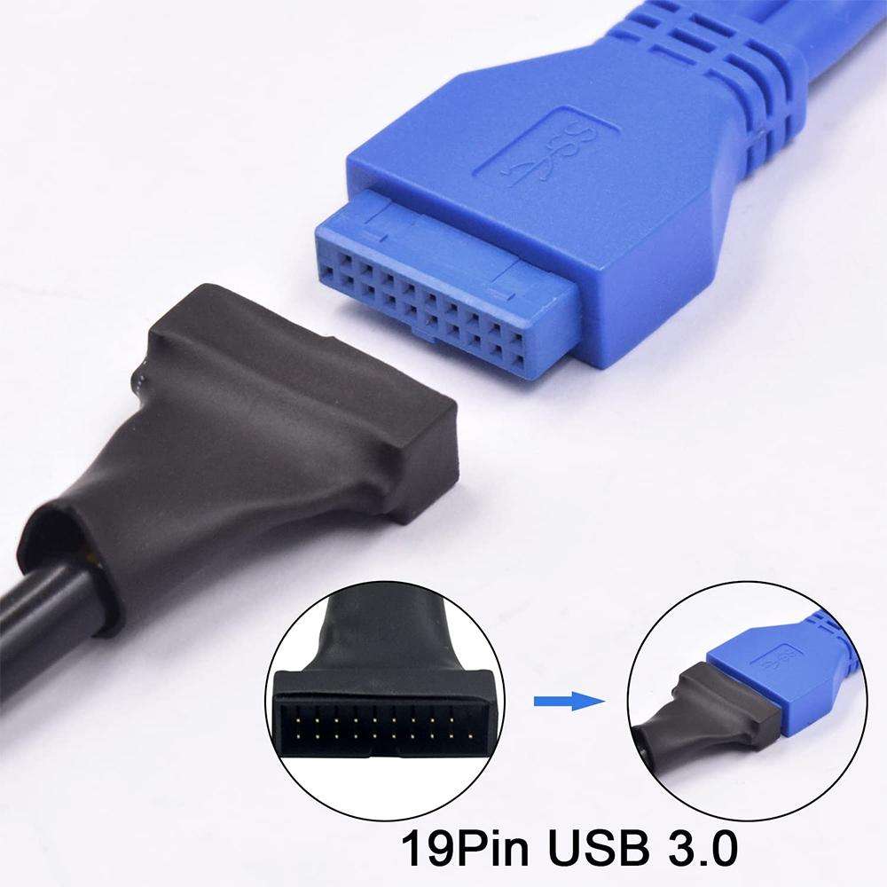 USB 2.0 9Pin Motherboard Female to USB 3.0 19Pin Housing Male Adapter Cable, Length: 15cm(Black)