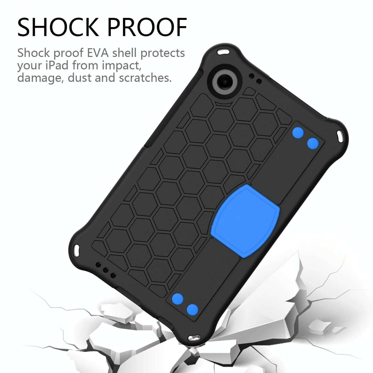 For Samsung Galaxy Tab A9 8.7 X110/X115 Honeycomb EVA Hybrid PC Tablet Case with Strap(Black+Blue)