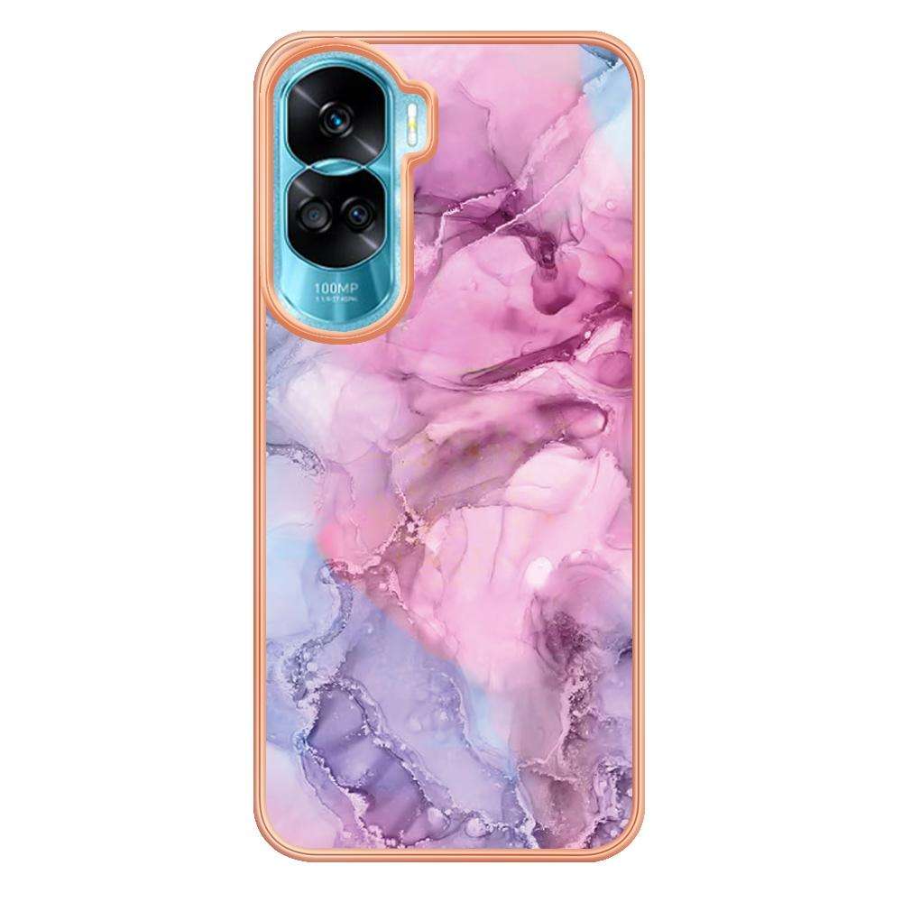 For Honor 90 Lite 5G Electroplating Marble Dual-side IMD Phone Case(Pink 013)