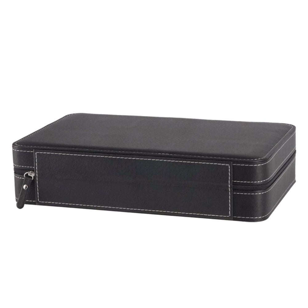 12 Bit Zipper Watch Box Storage Display Box PU Zipper Bag Watch Box(Black)