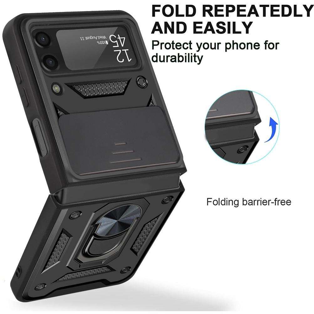 For Samsung Galaxy Z Flip4 Sliding Camera Cover Design TPU+PC Protective Phone Case(Black)