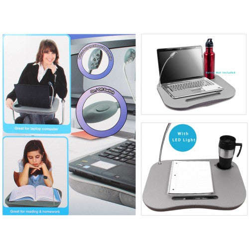 Portable Grey Multifunction Laptop Cushion Stand Tray With 5 Led Light