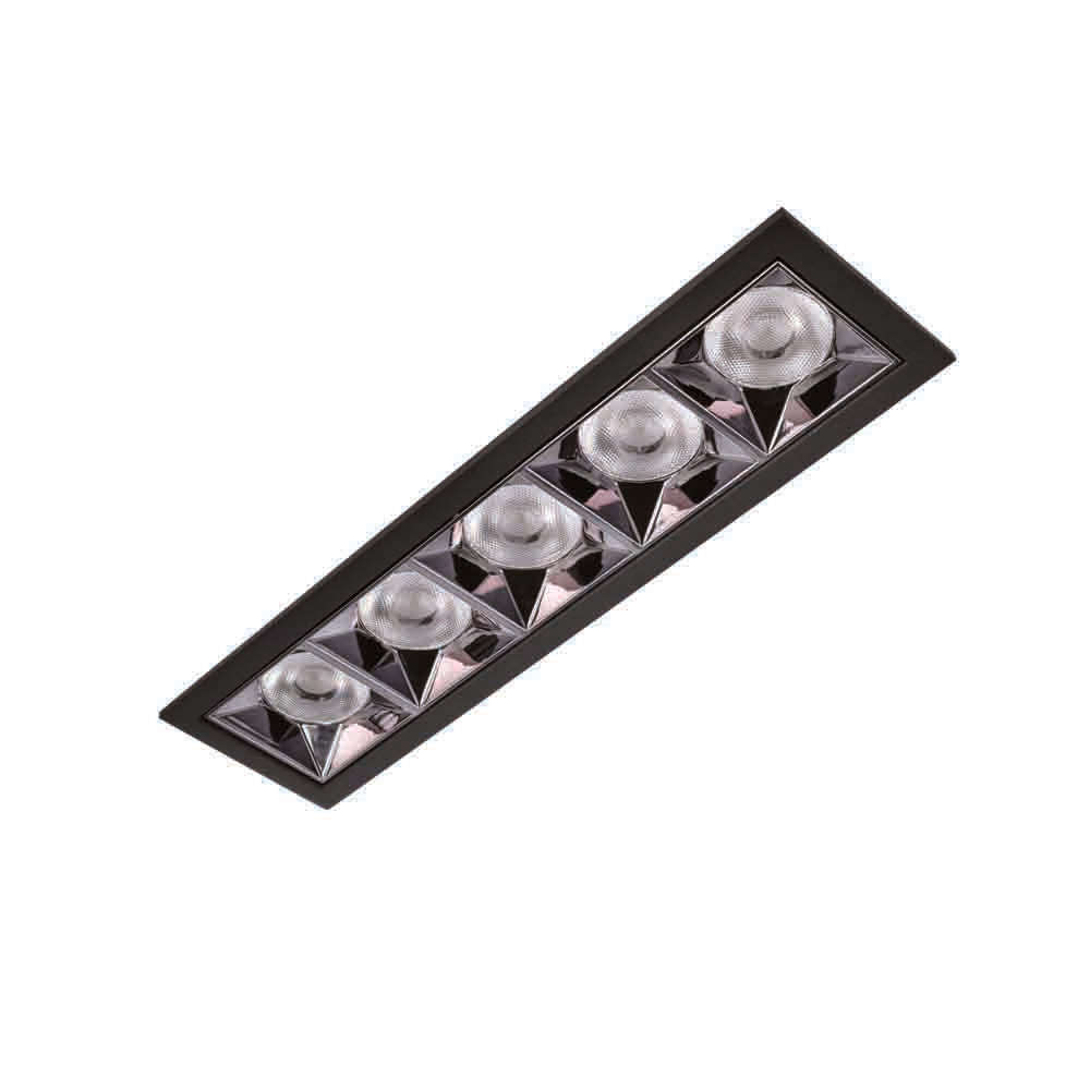 Spazio Kler 5 LED Recessed Downlight 20W 2200lm 205x55mm - Black
