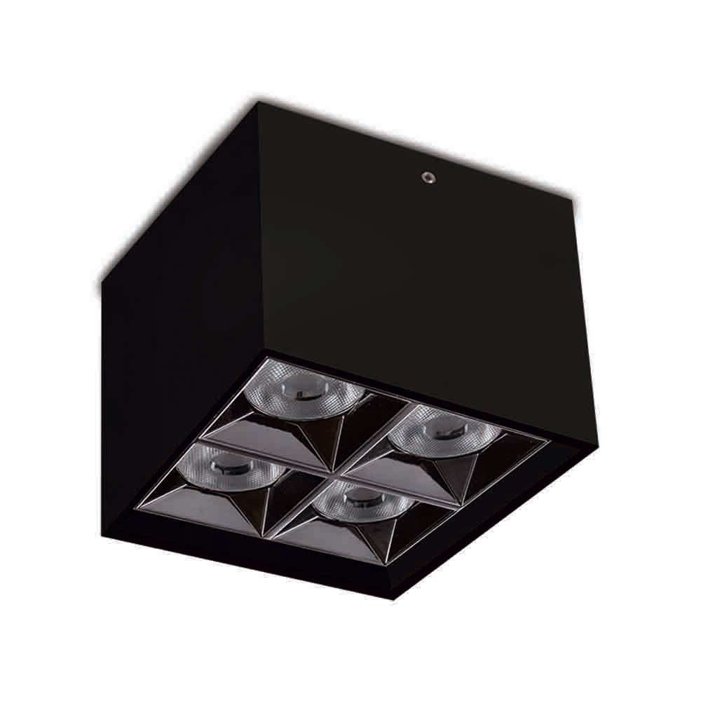 Spazio Kler 4 LED Surface Downlight 16W 1260lm 100x96mm - Black