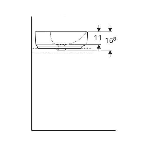 Geberit VariForm Round Counter Top Vanity Basin with Tap Hole Bench