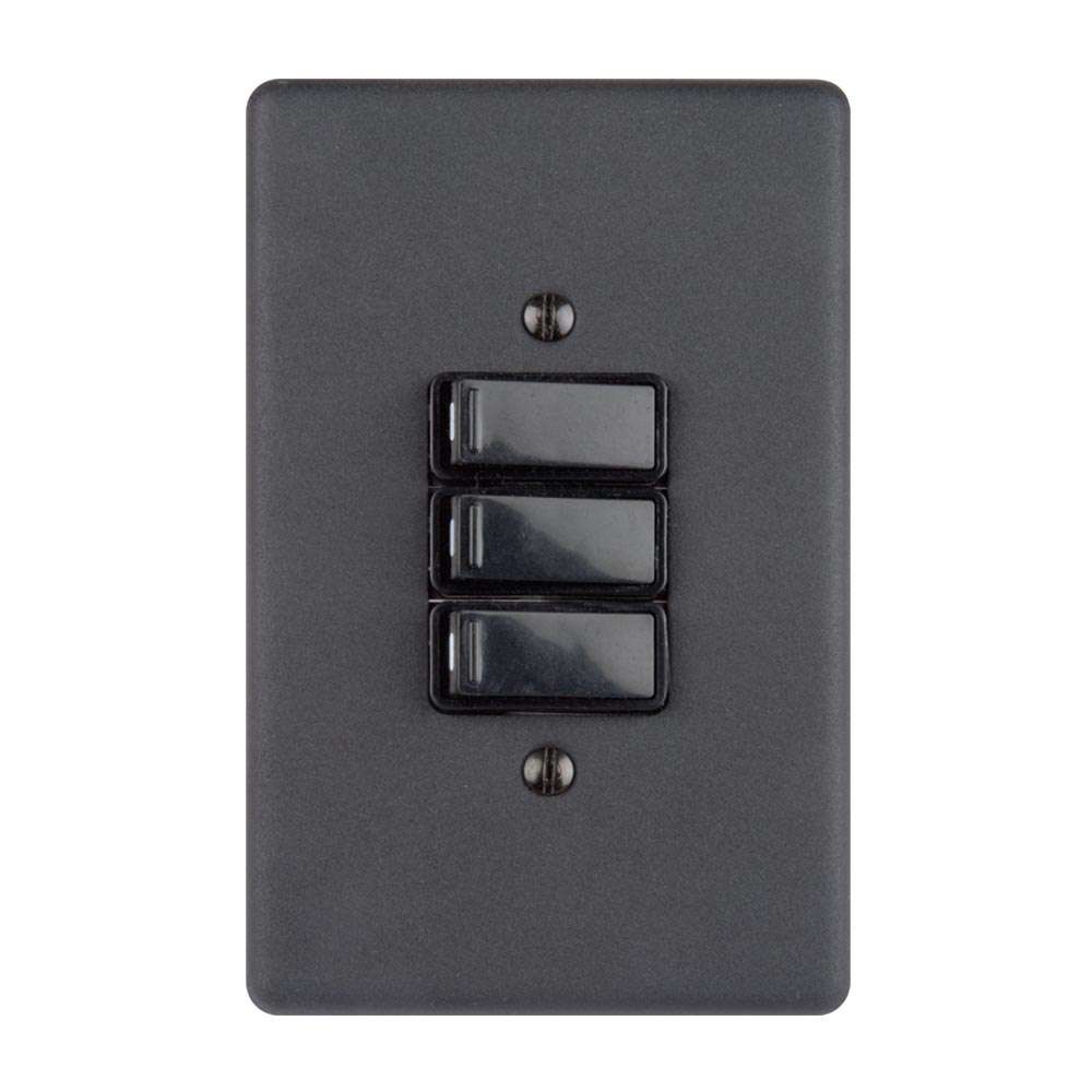 Lesco 3 Lever 1-Way Light Switch 4 x 2 - Matt Black