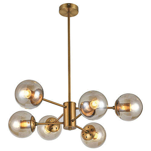Bright Star 6 Light Global Pendant - Gold