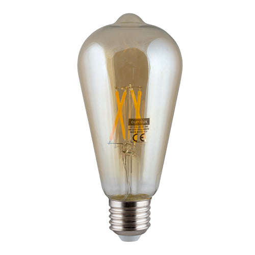 Eurolux LED Filament Pear Bulb with Nipple E27 4W 2700K - Amber