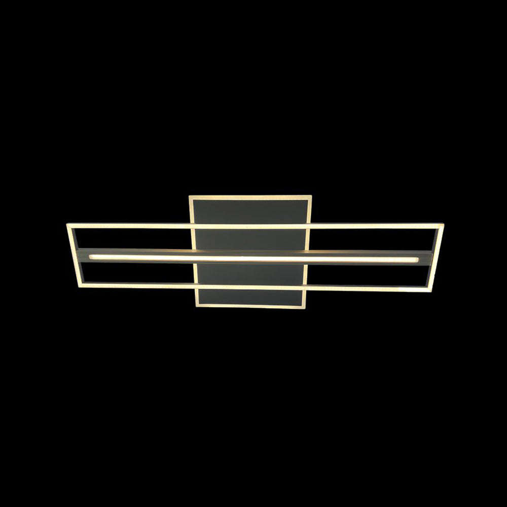 K. Light Woodline LED Double Twin Linear Ceiling Light 36W 3000K - Black / Wood Accent