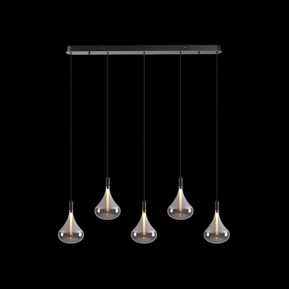 K. Light Cape Grape Glass LED Pendants on a Bar - Smoke