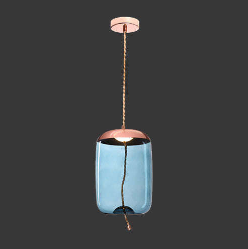 K. Light Bee Hive Glass & Rope LED Pendant 3000K - Blue / Copper