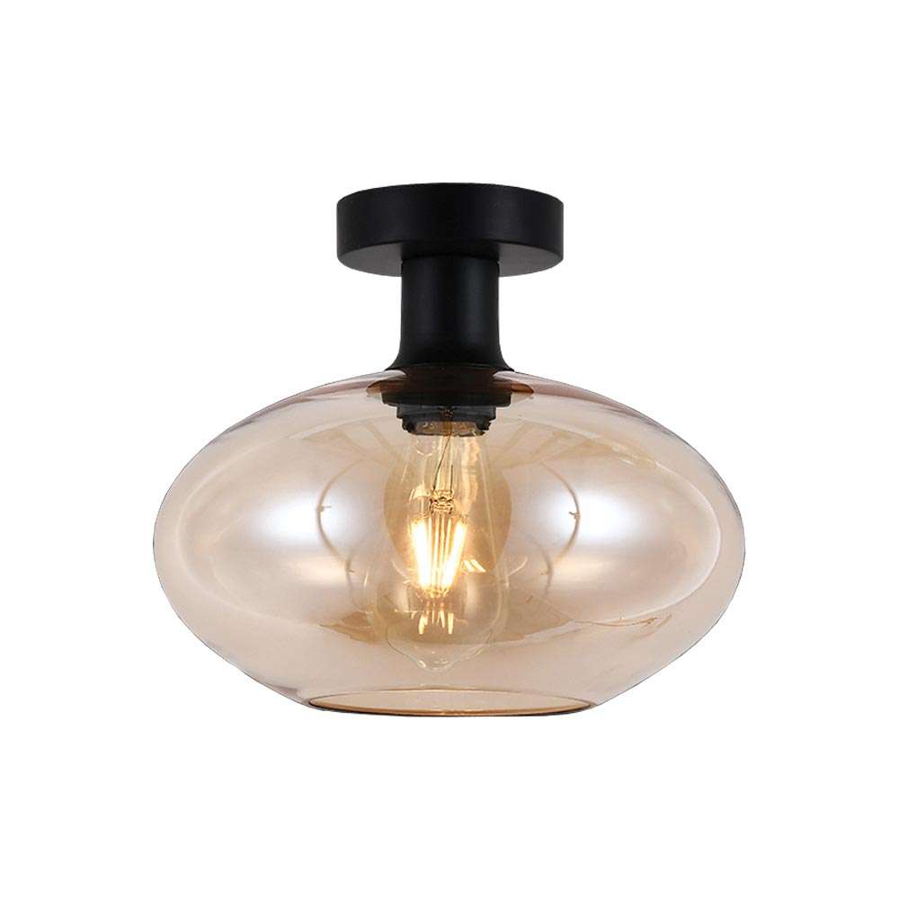 K. Light Orb Large Glass Ceiling Light - Amber