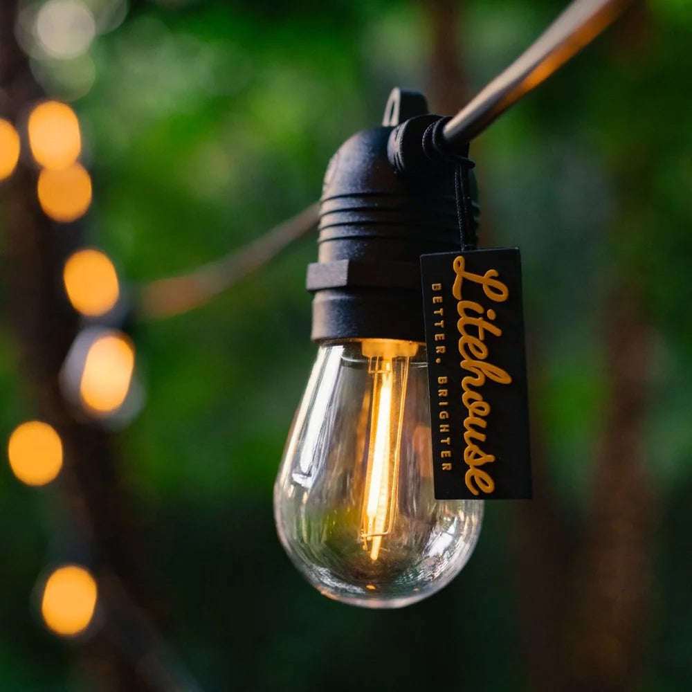 Litehouse Solar Traditional LED Bulb Festoon String Lights 2700K