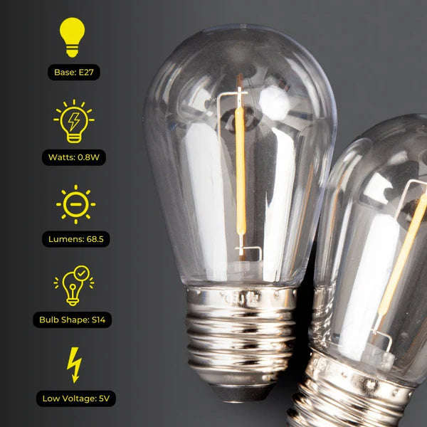 Litehouse LED Traditional Solar Festoon Replacement Bulb E27 5V 2700K