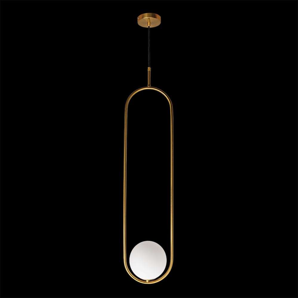 K. Light Elongated Oval Glass Pendant - Gold