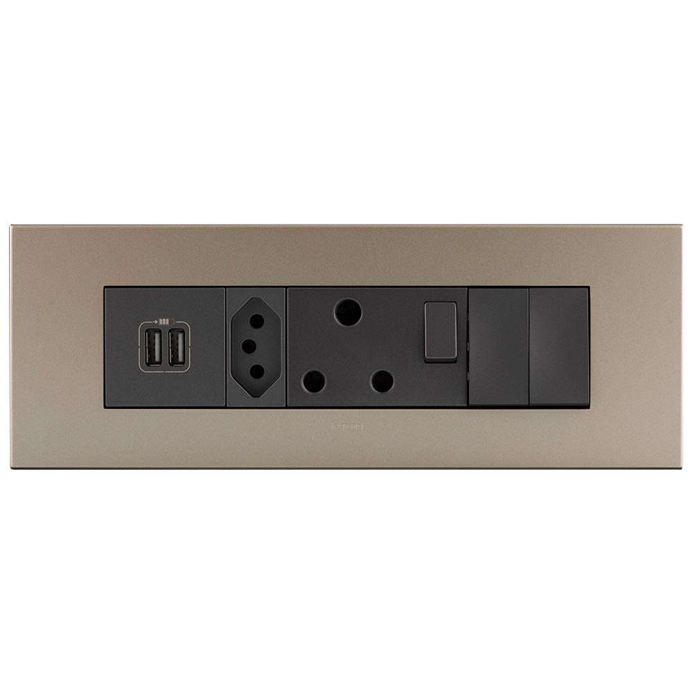 Legrand Arteor 8-Module Power Cluster 2x USB Type-A + V-Slim + RSA Socket + 2x Switches