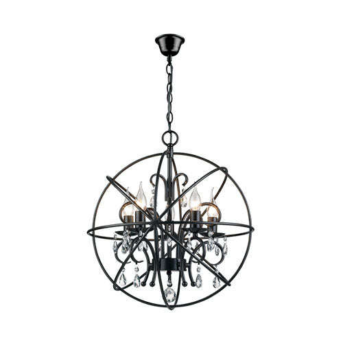 Bright Star 5 Candle Metal Pendant - Black