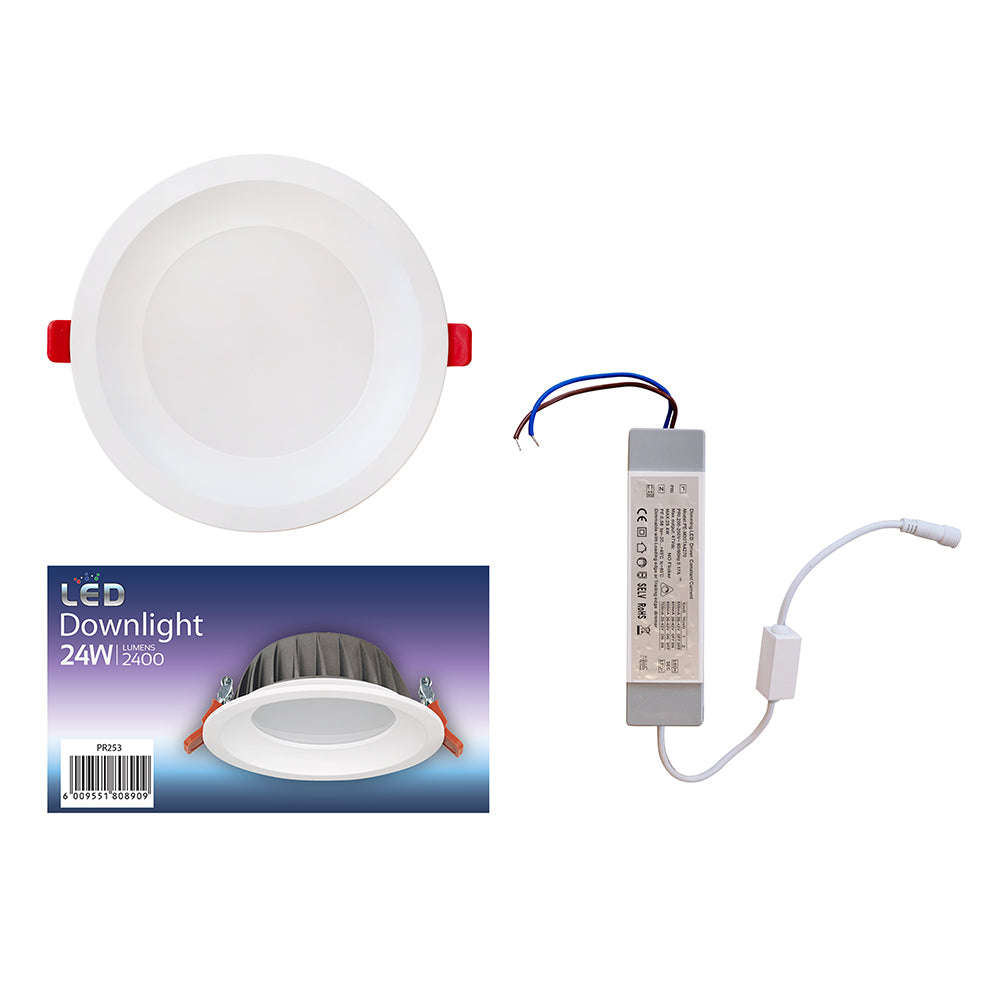 Eurolux LED Triac Recessed Downlight 24W 2400lm 3CCT 196mm - Ivory White
