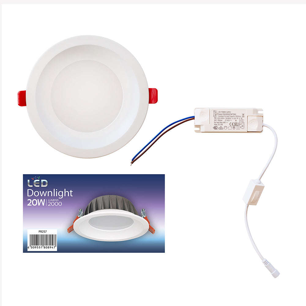 Eurolux LED Recessed Downlight 20W 2000lm 3CCT 175mm - Ivory White