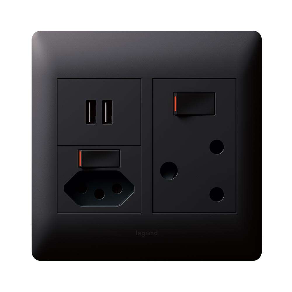 Legrand Ysalis RSA Switched Slimline USB-A Combo Socket 4x4