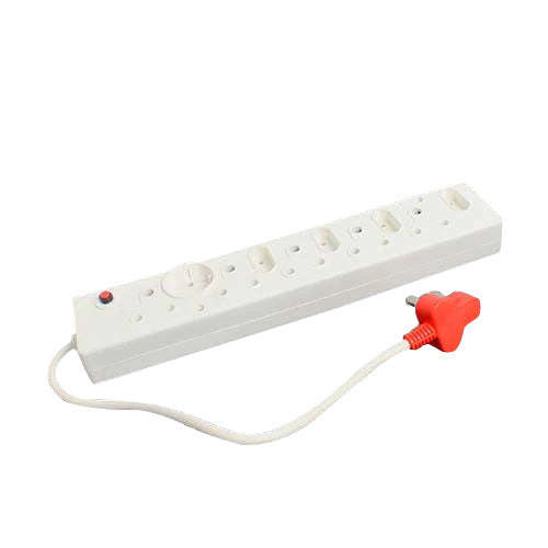 Selectrix Unswitched Multiplug 5 RSA 4 Slimline Schuko Red Plug - White