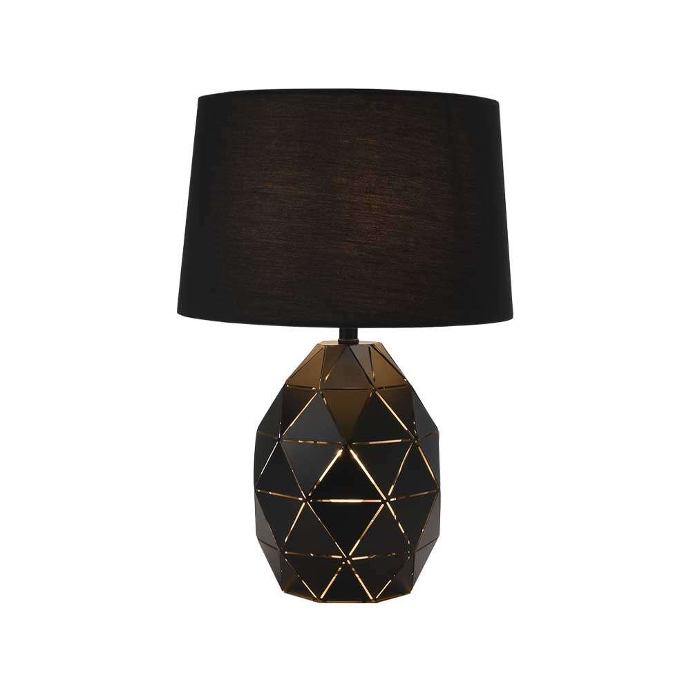 Bright Star Metal Table Lamp with Fabric Shade 11W - Black