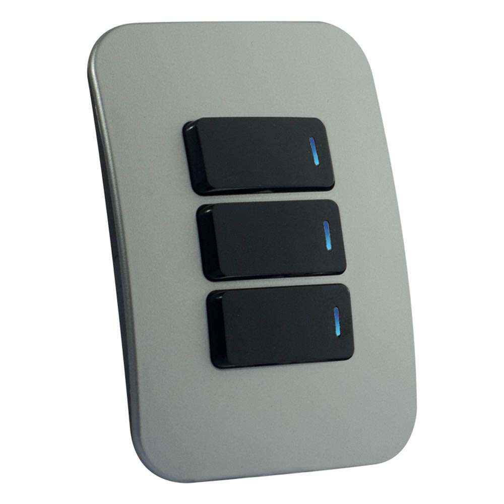 VETi 1 3 Lever 1-Way Light Switch with Locator 4x2 - Black Modules