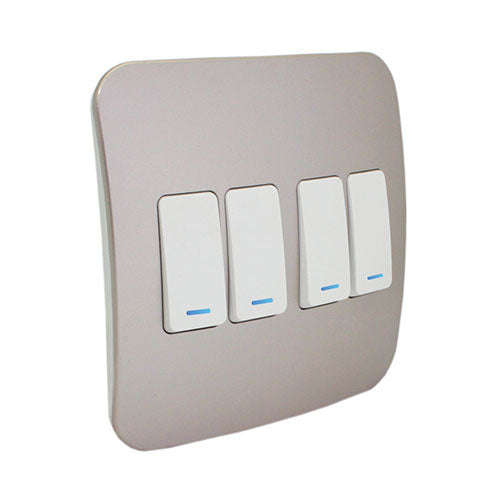 VETi 1 4 Lever 1-Way Light Switch with Locator 4x4 - White Modules