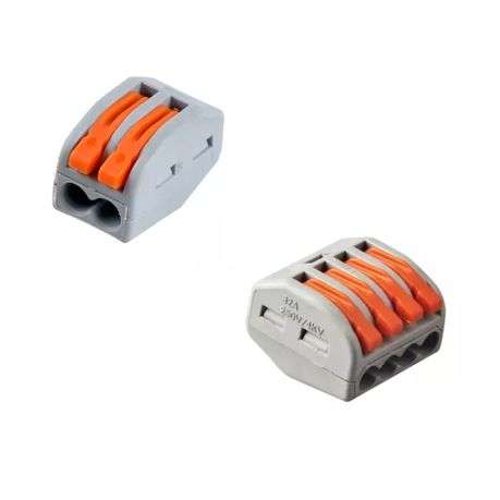 10pc Grey Compact Quick Lever Spring Electrical connector. 2 and 4Pin