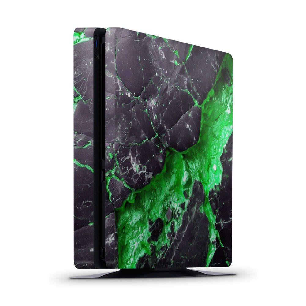 Decal Skin Sticker for PS4 Slim: Carbon Stone Green