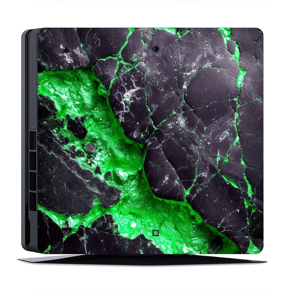 Decal Skin Sticker for PS4 Slim: Carbon Stone Green