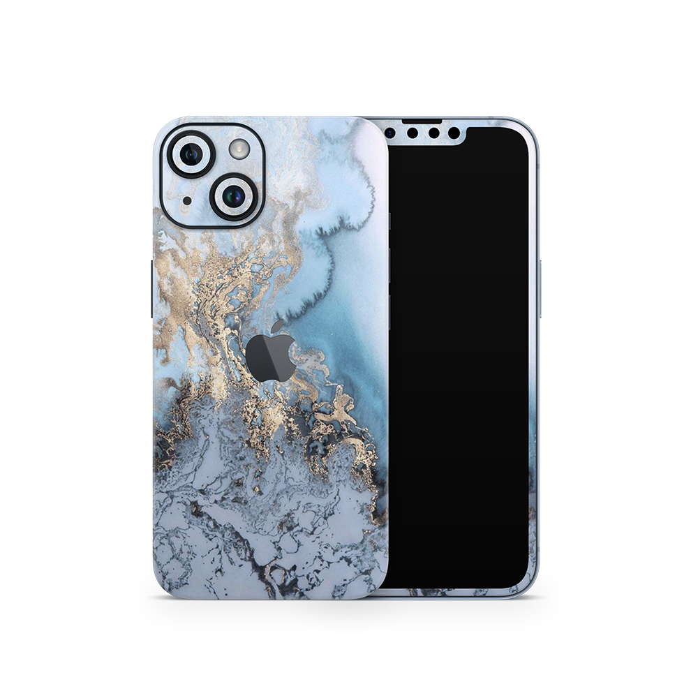 SkinNit Decal Sticker Skin Apple iPhone 14 Marble Arctic Blue (Decal Skin)