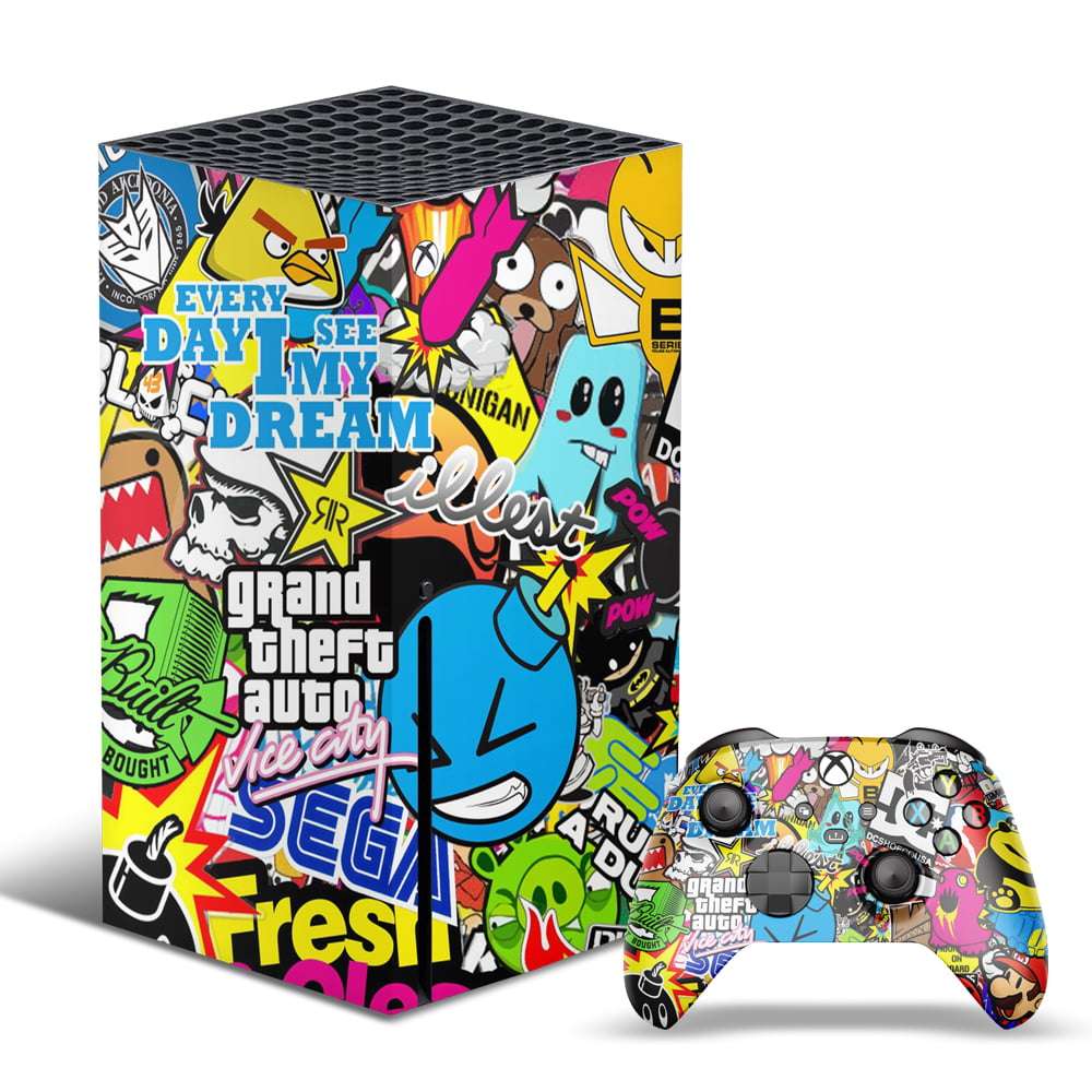 SkinNit Decal Sticker Skin For Xbox Series X: Sticker Bomb