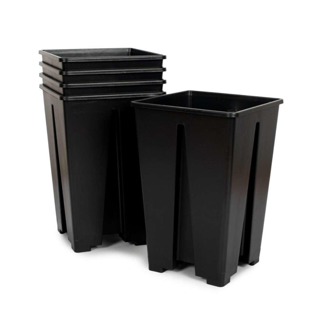 Plastic High Drainage Pot, Square, 13 x 13 x 20cm - Container bundle, 5PC