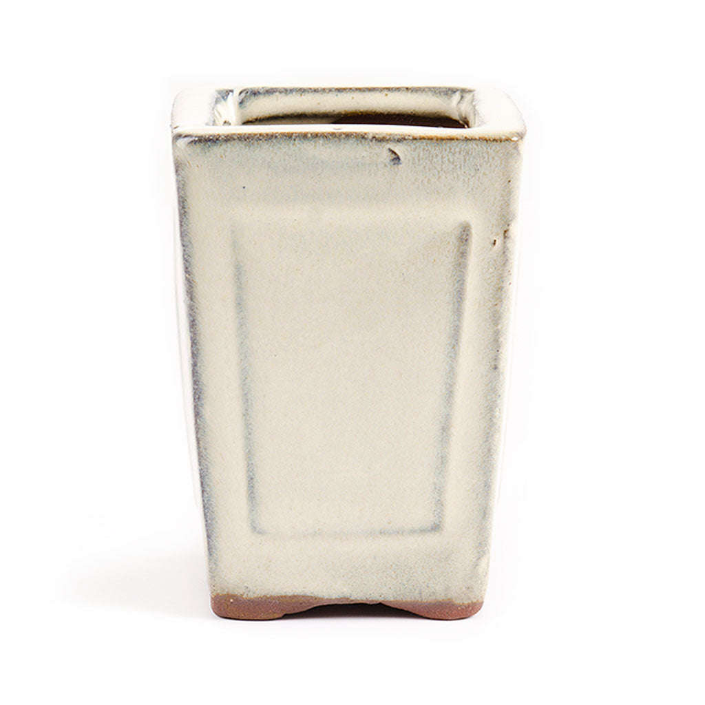 Assorted Glazed Cascade Pots, 9 x 9 x 10cm - Beige Square with Panels