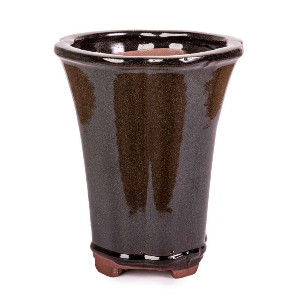 Assorted Glazed Cascade Pots, 16 x 16 x 19cm - Mottled Black, 16 x 16 x 18cm
