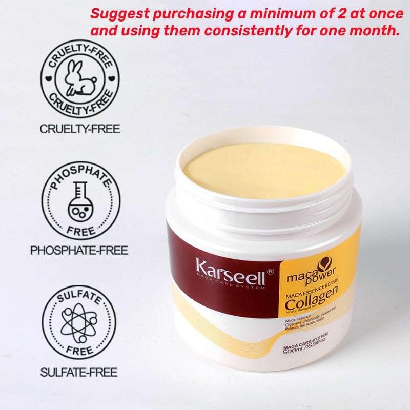 Karseell Hair Repair Mask, Maca Power Deep Repair Collagen Hair Mask 100ml, 500 ml