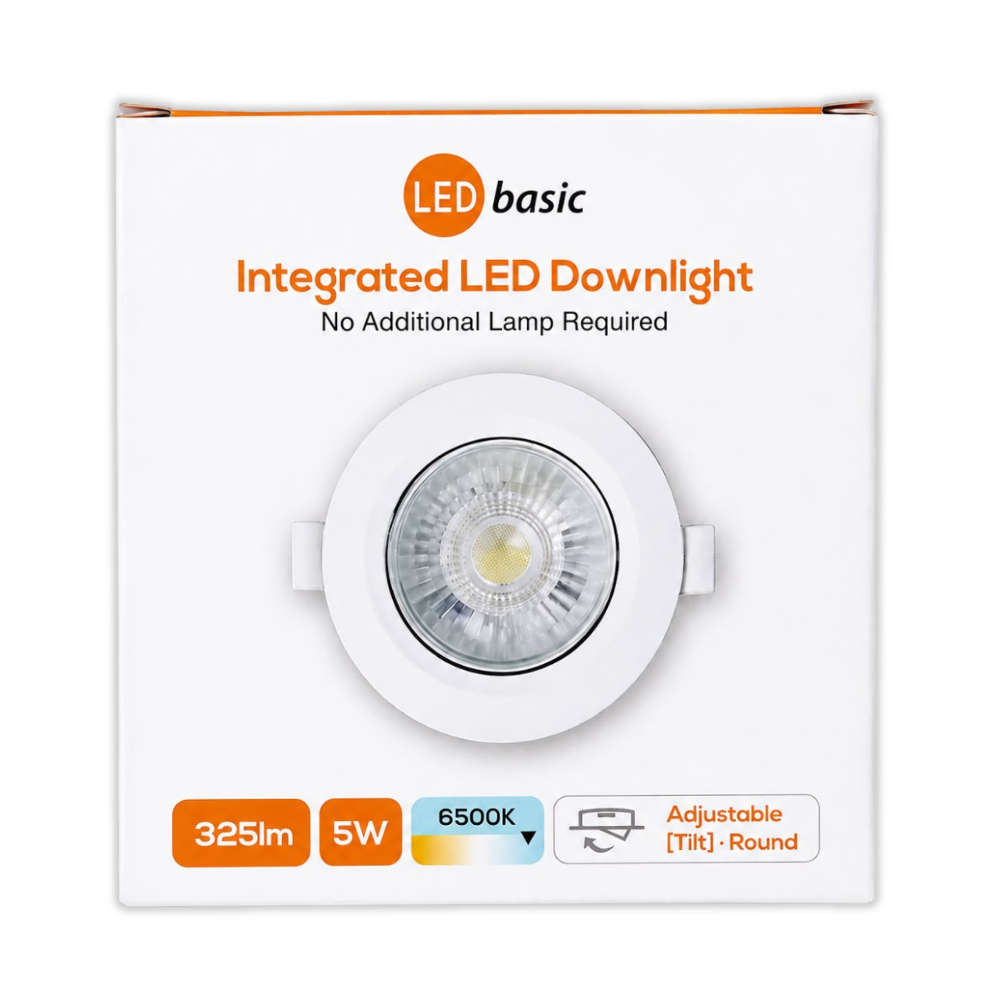 LED Basic 5W White Integrated Downlight Fitting 6500K