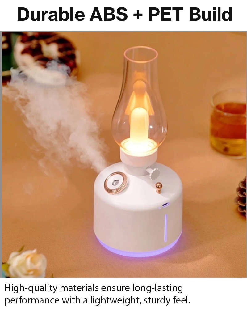 Ultrasonic Air Humidifier with Night Lamp, Aromatherapy, 280 ml Tank, USB-C Rechargeable 1200 mAh...