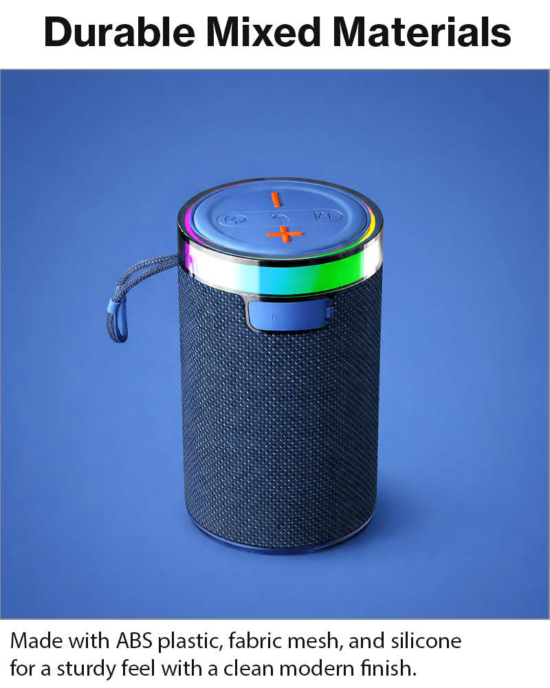 Wireless Bluetooth Speaker  Blue 5W RGB Light Portable TF USB Playback 1200mAh USB-C
