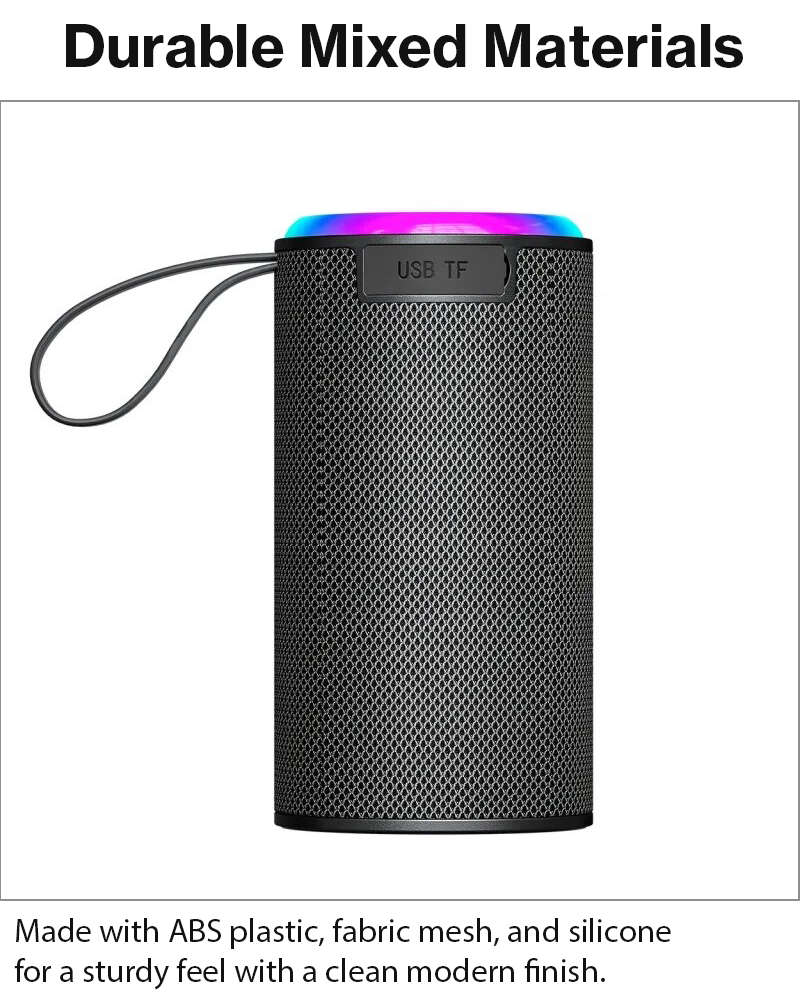 Wireless Bluetooth Speaker  Grey 5W RGB Light Portable TF USB Playback 1200mAh USB