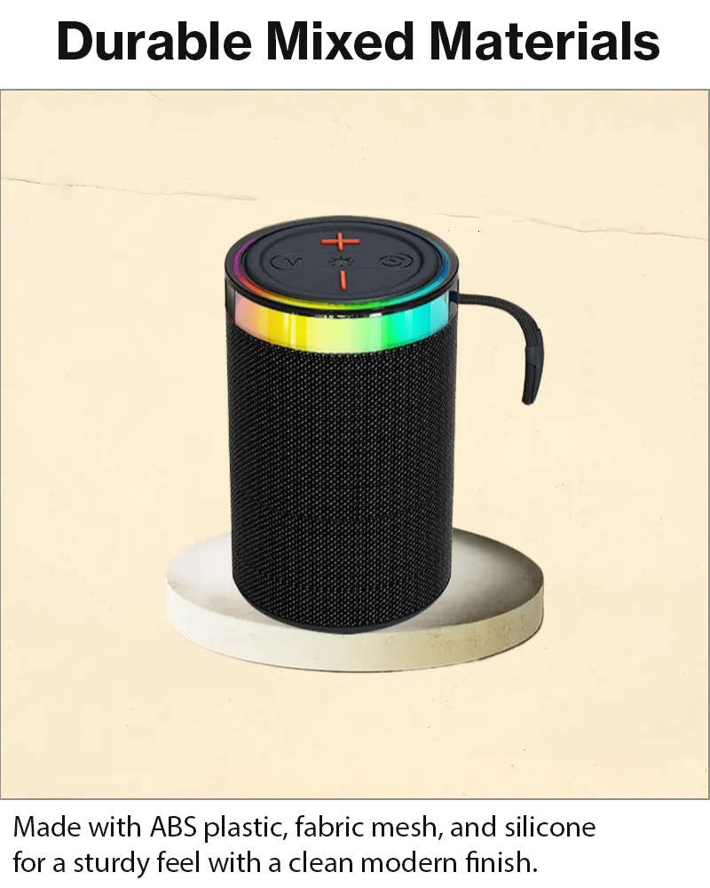 Wireless Bluetooth Speaker Black 5W RGB Light Portable TF USB Playback 1200mAh USB-C