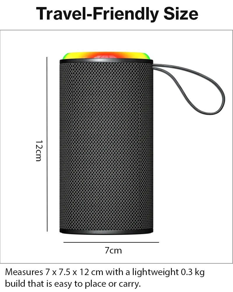 Wireless Bluetooth Speaker  Grey 5W RGB Light Portable TF USB Playback 1200mAh USB