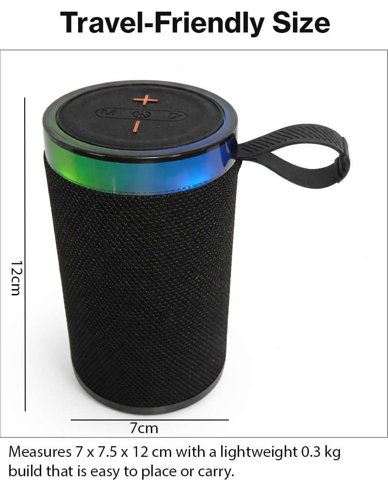 Wireless Bluetooth Speaker Black 5W RGB Light Portable TF USB Playback 1200mAh USB-C