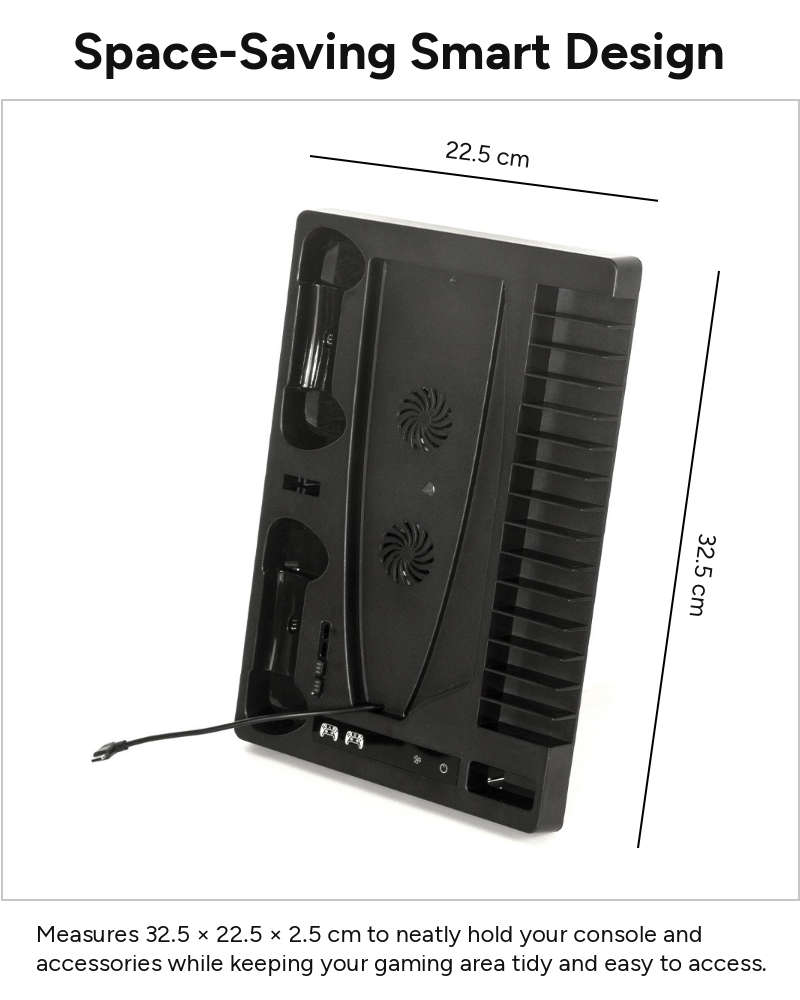 Cooling Stand with Dual Controller Charging Dock, Game Disc Storage for 15 Discs, Headset Holder,...