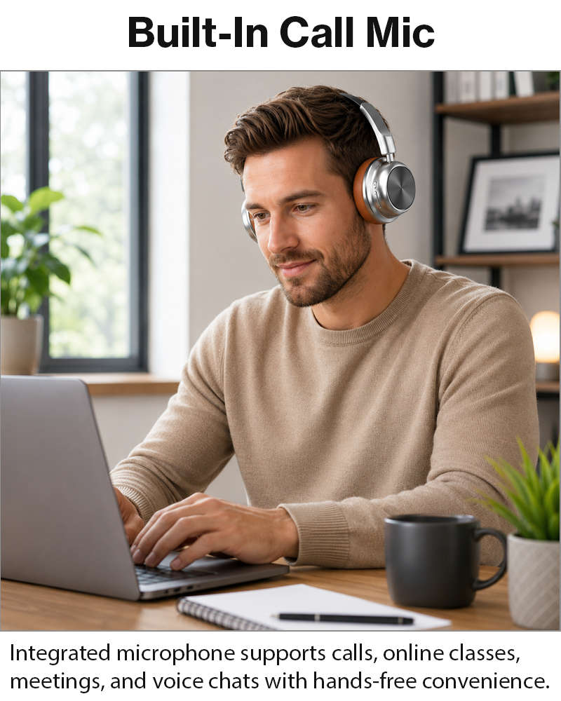 Bluetooth 5.4 Wireless On-Ear Headphones with Type-C